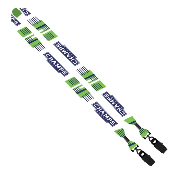 1" Double Ended Dye-Sublimated Lanyard with Metal Crimp & Metal Bulldog Clip view 3