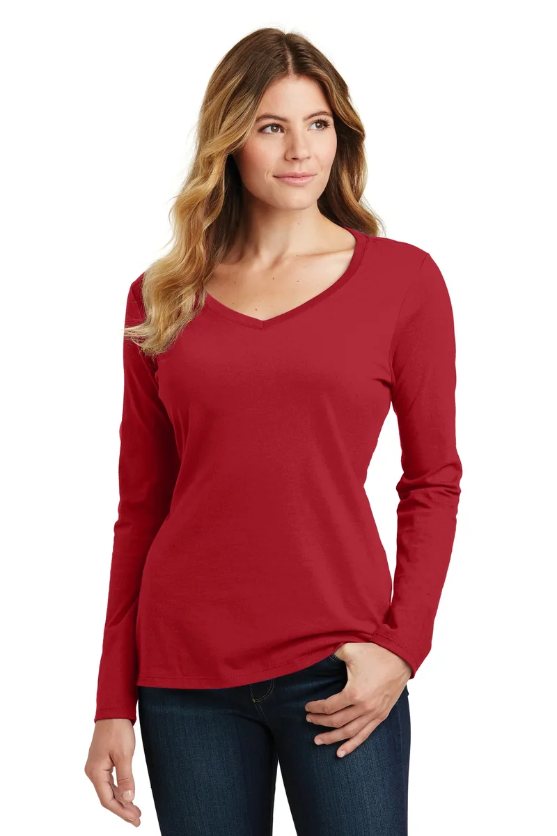 Port & Co™ Women's Long Sleeve Fan Favorite V-Neck Tee. view 7