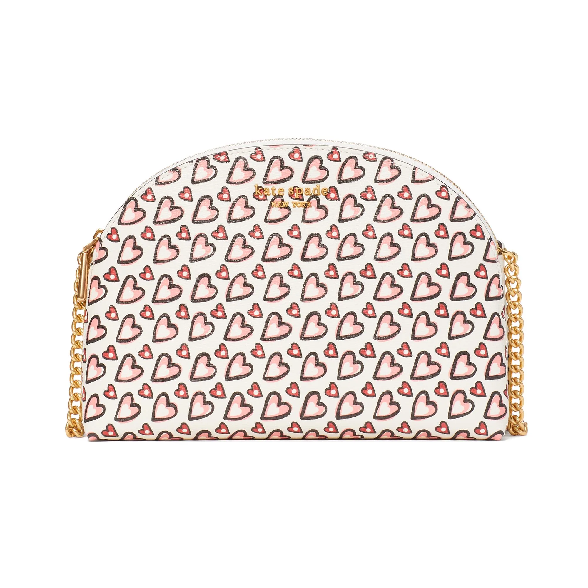 kate spade new york Morgan Fancy Hearts Printed Pvc Double Zip Dome Crossbody - Cream Multi