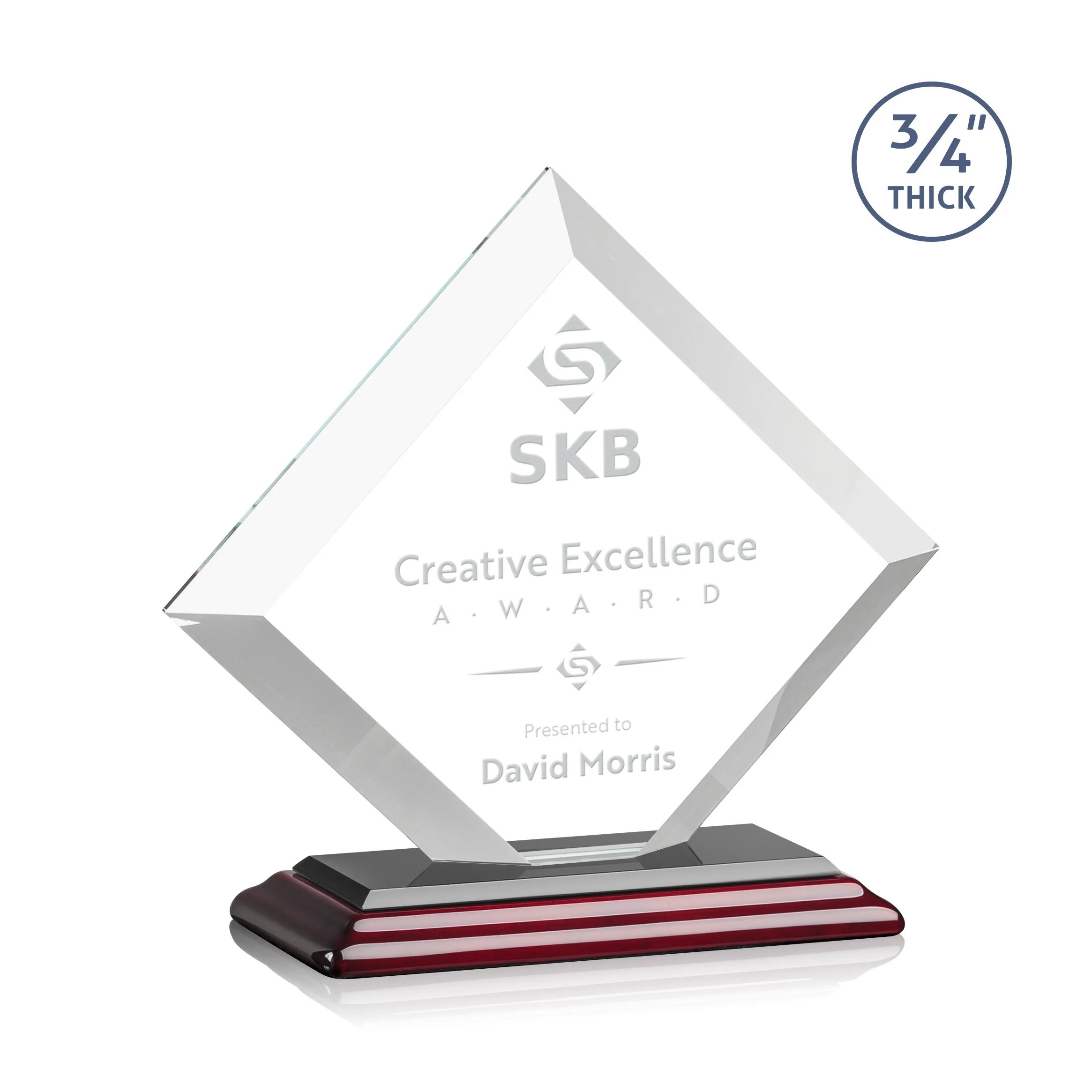 Deep Etch, Standard base, Rosewood, 8.25" x 7.75" x 3"