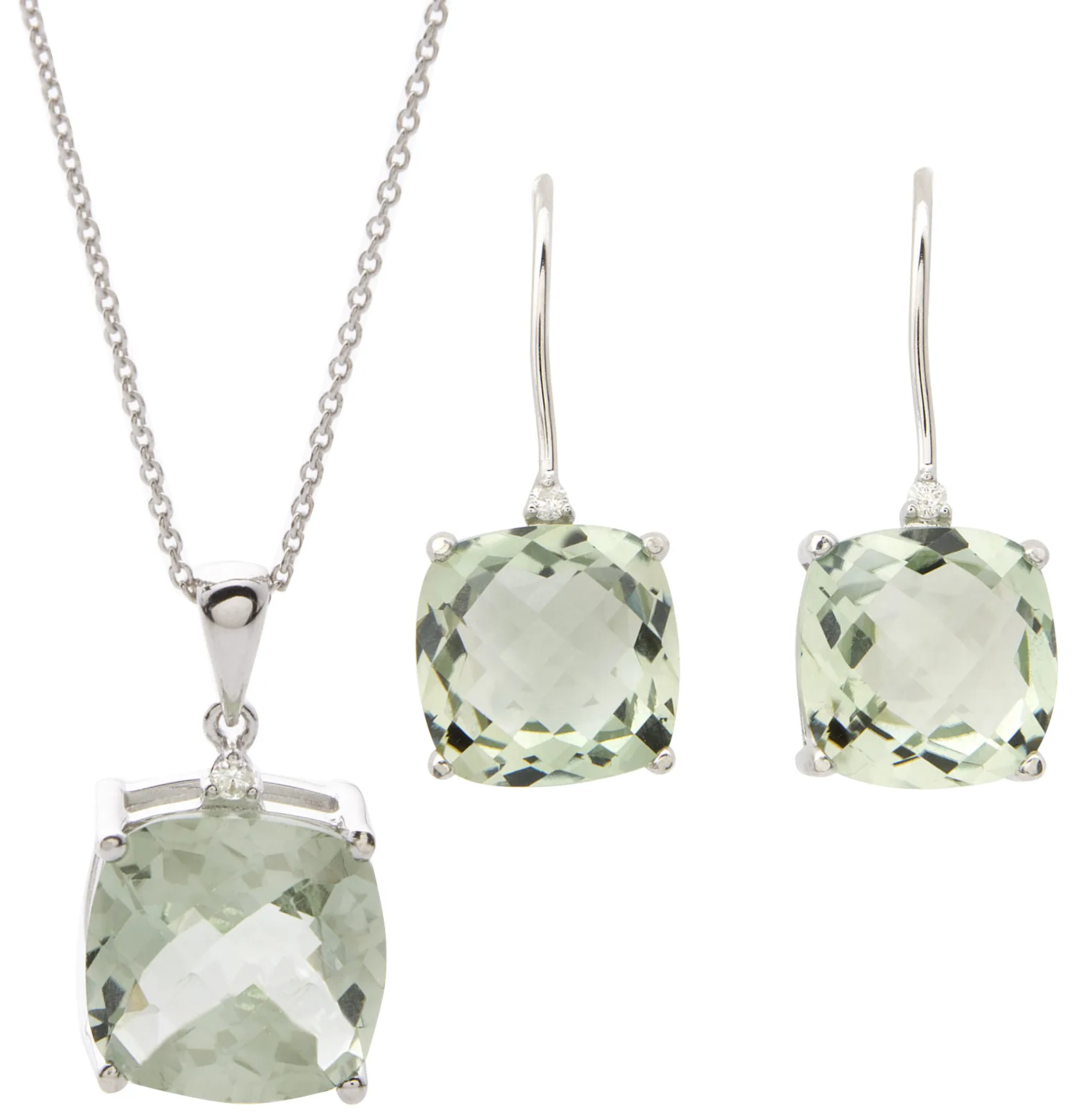 Jilco Inc Green Amethyst Earring & Necklace Set