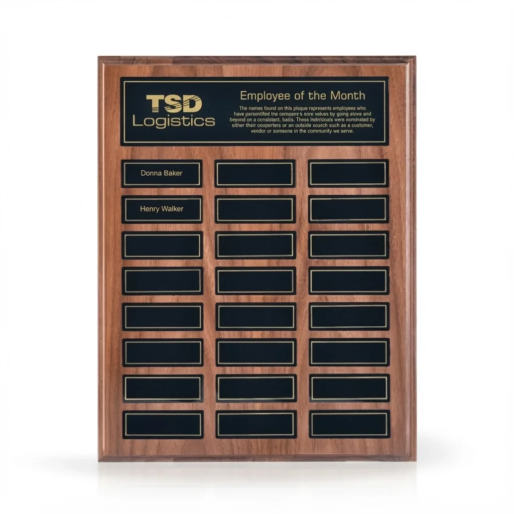 Contempo Magnetic Walnut Perpetual Award Plaque - 12" x 15" Vertical