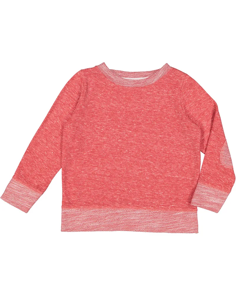 Rabbit Skins Toddler Harborside Melange French Terry Crewneck with Elbow Patches view 6