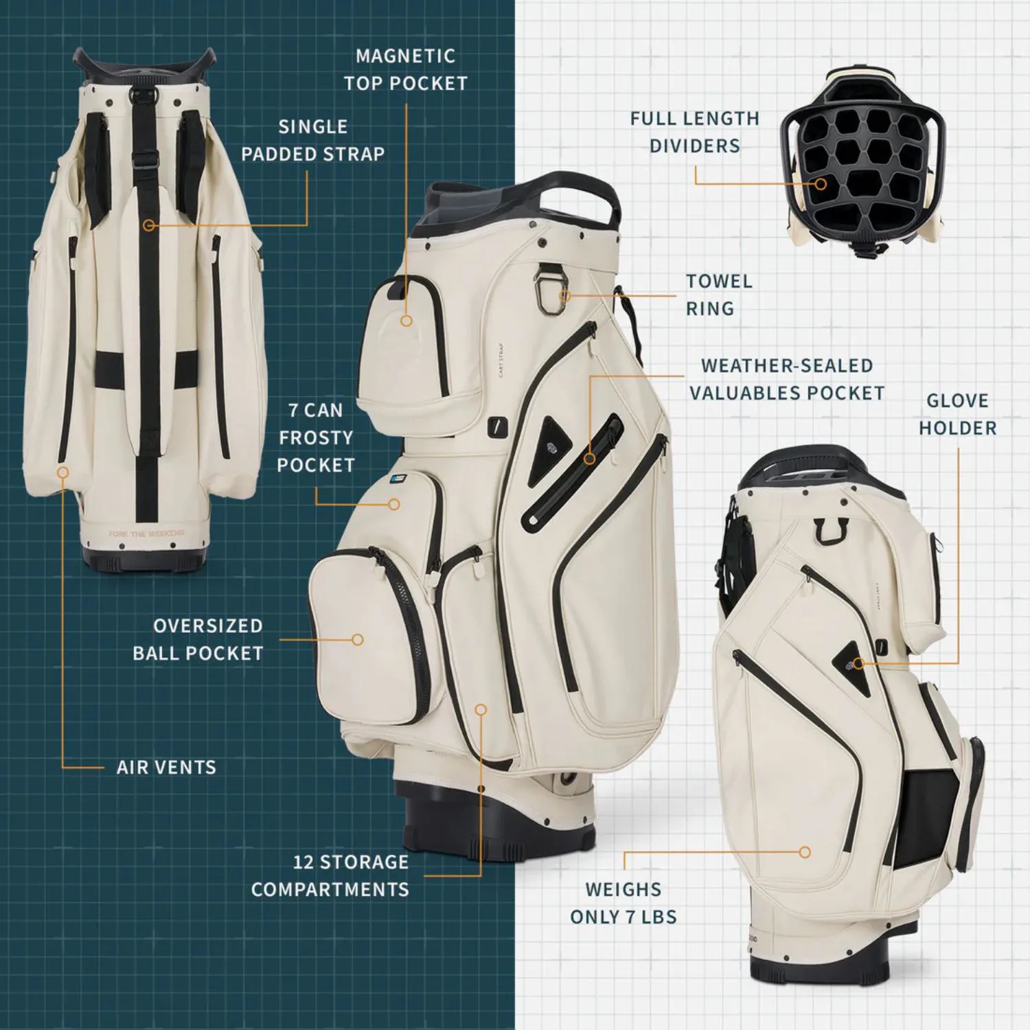 Sunday Golf® Big Rig S-Class Vegan Leather 14 Club Golf Bag view 4