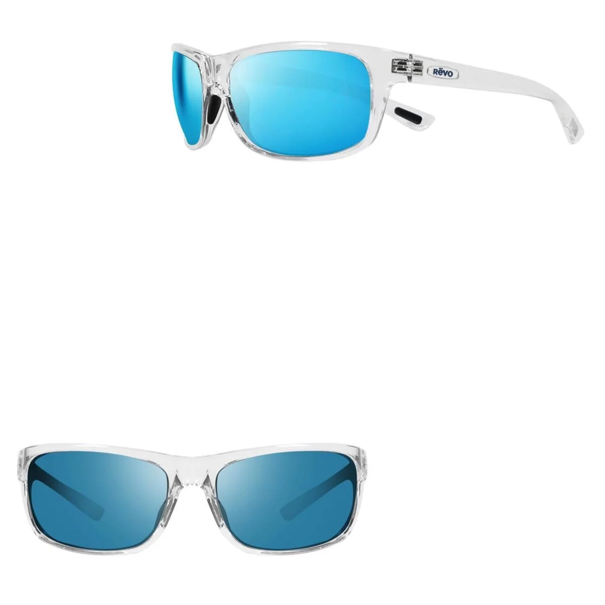 Revo Sunglasses Jude Crystal Glass Lens Sports Wrap - Crystal Blue