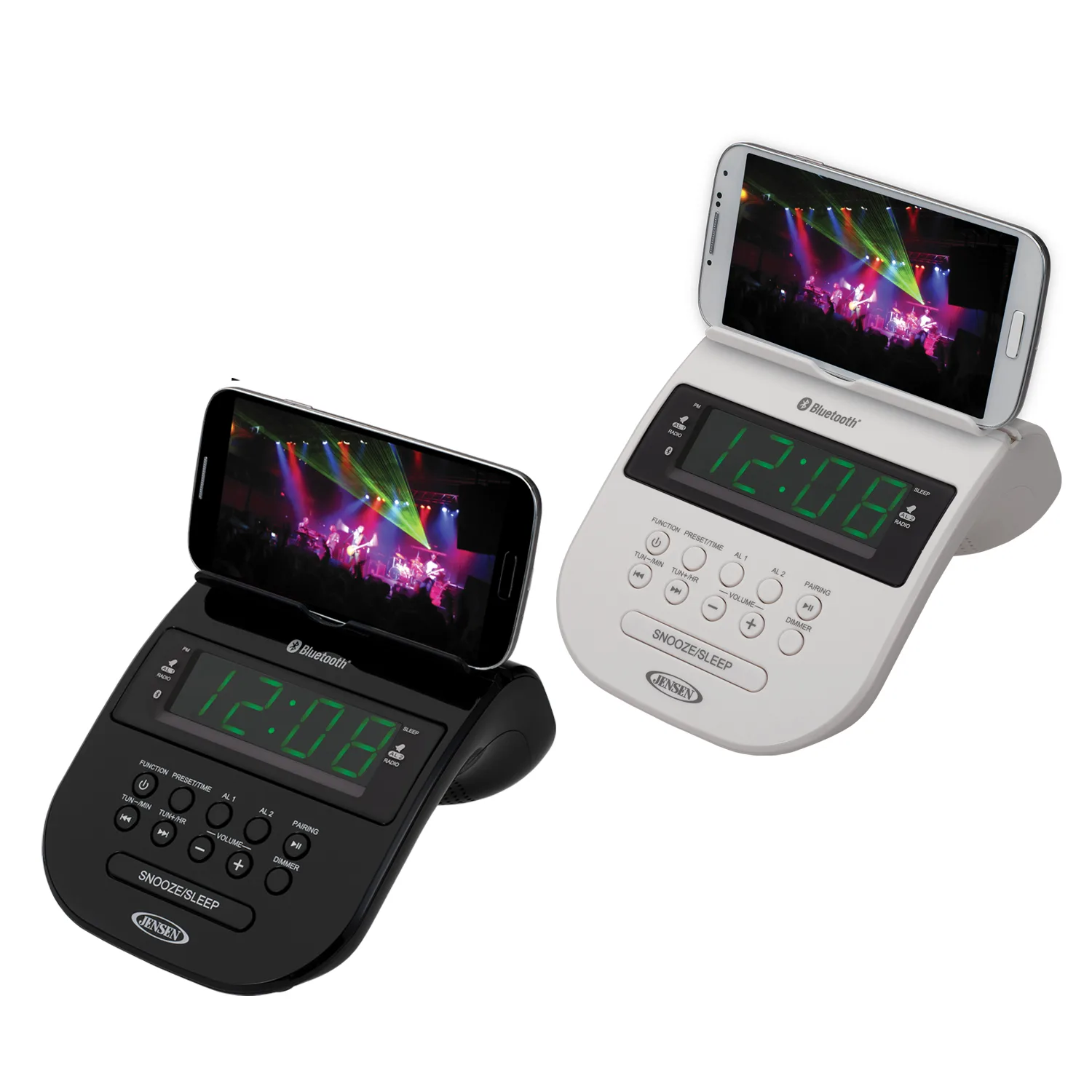 Jensen® Bluetooth Clock Radio w/ Cellphone Holder