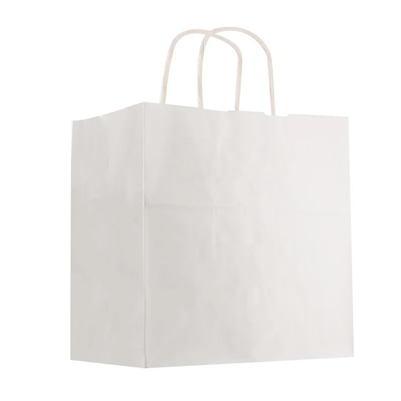 Kraft Paper White Shopping Bag - 10" X 10" view 2