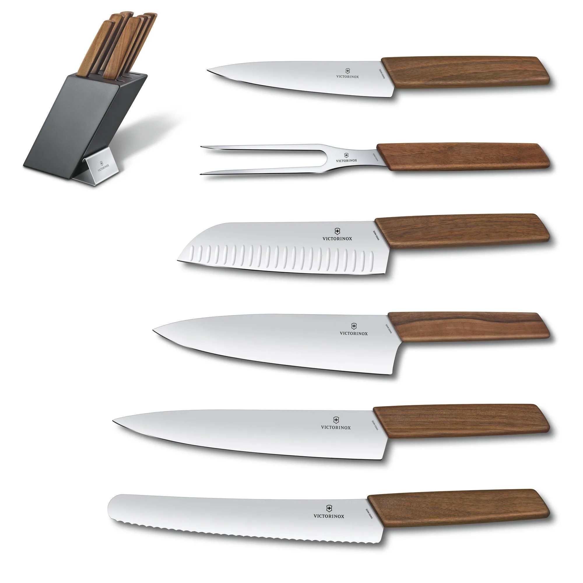 Victorinox Swiss Army Corporate Gifts Swiss 6-Piece Block Set, Walnut