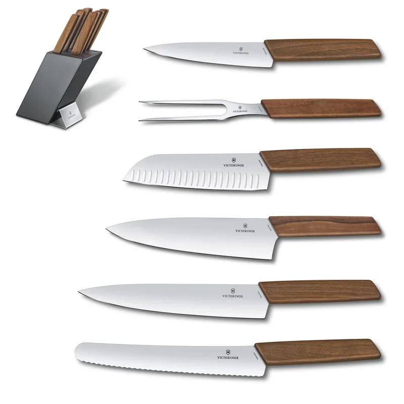 Victorinox Swiss Army Corporate Gifts Swiss 6-Piece Block Set, Walnut
