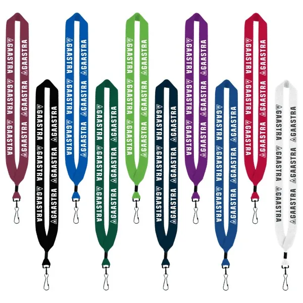 1" Cotton Lanyard with Metal Crimp & Metal Swivel Snap Hook view 2