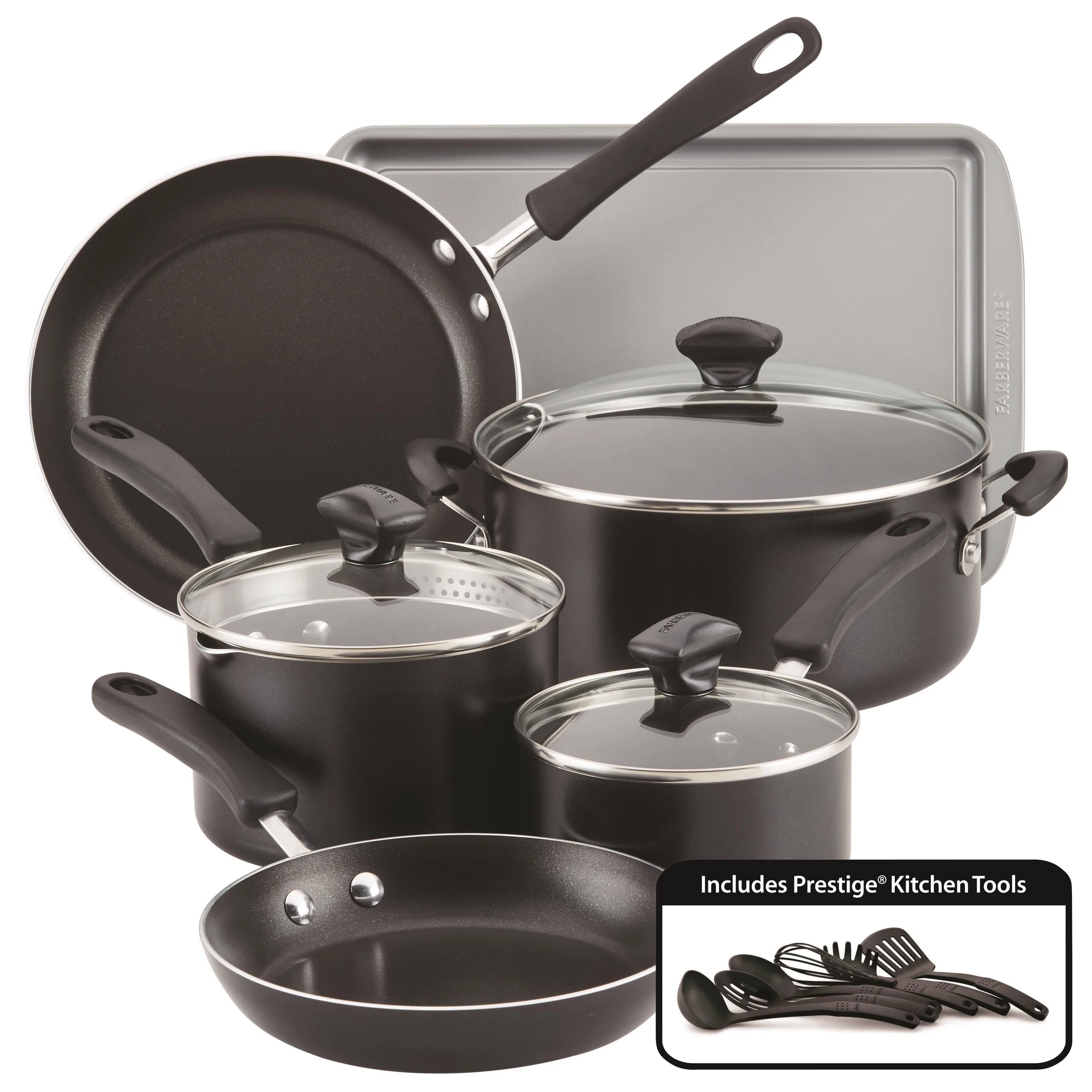 Farberware 15Pc Cookstart Diamondmax Nonstick Cookware Set Black