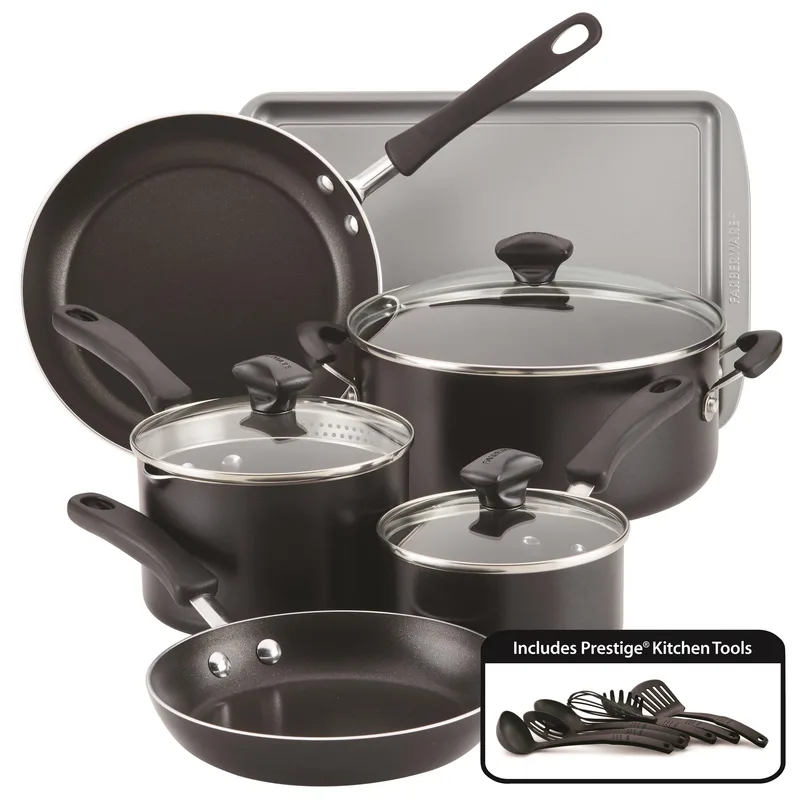 Farberware 15Pc Cookstart Diamondmax Nonstick Cookware Set Black