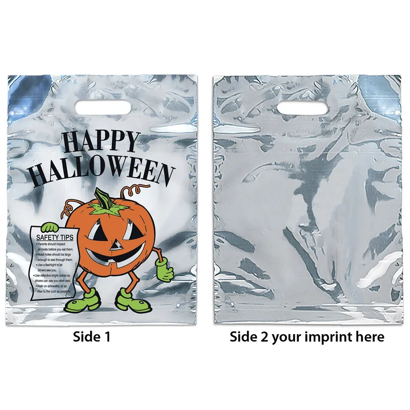 Pumpkin - Sliver Reflective Halloween Bag - Flexo Ink Print (11" x 15") view 2