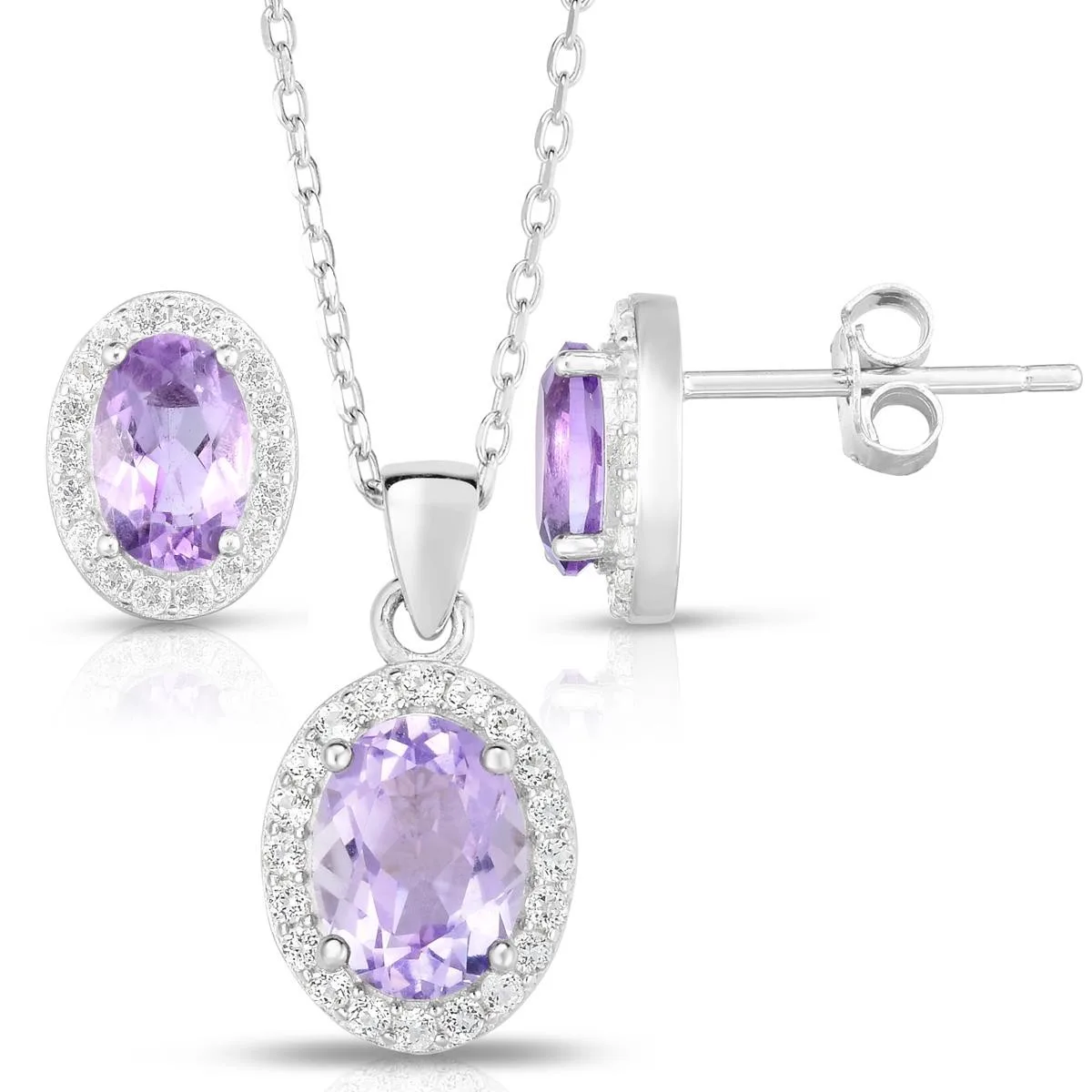 Jilco Inc Amethyst Earrings & Necklace Set