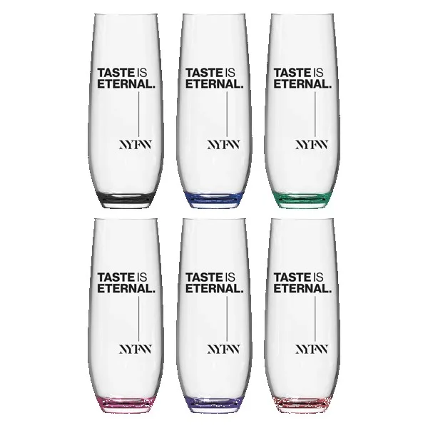 Jubilee 9oz Stemless Champagne Flute Glass with Color Bottom
