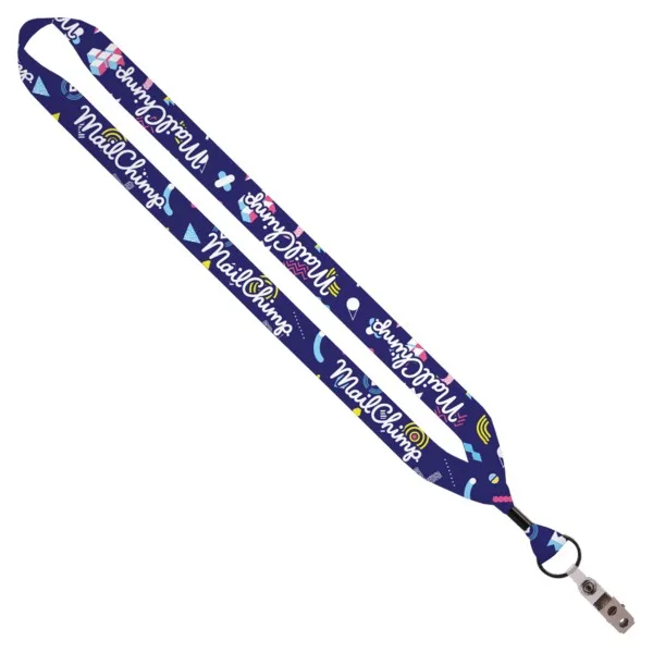 3/4" Dye-Sublimated Lanyard with Metal Crimp, Split-Ring & Bulldog Clip view 2