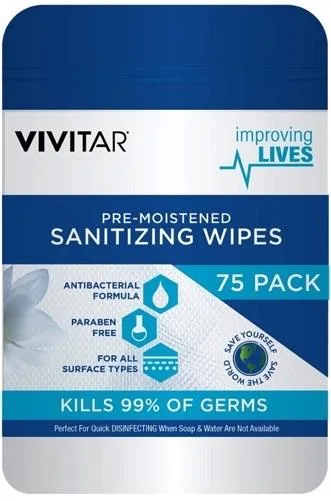 Vivitar® 75 Pack Canister Sanitizing Tech Wipes
