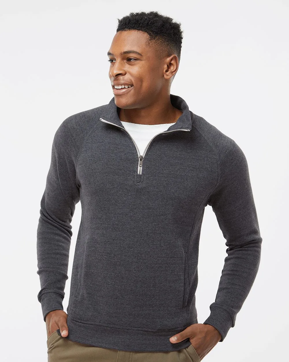 J. America® Men's Triblend Quarter-Zip Sweatshirt view 2