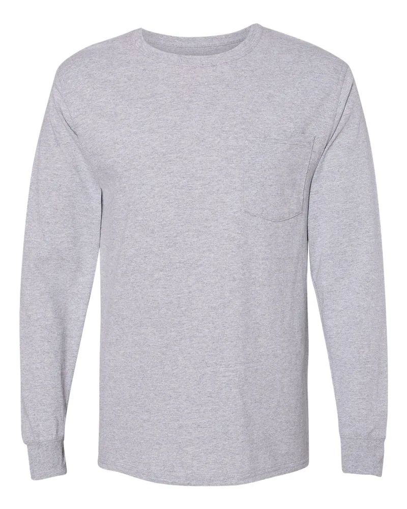 Hanes® Unisex Workwear Long Sleeve Pocket T-Shirt view 4