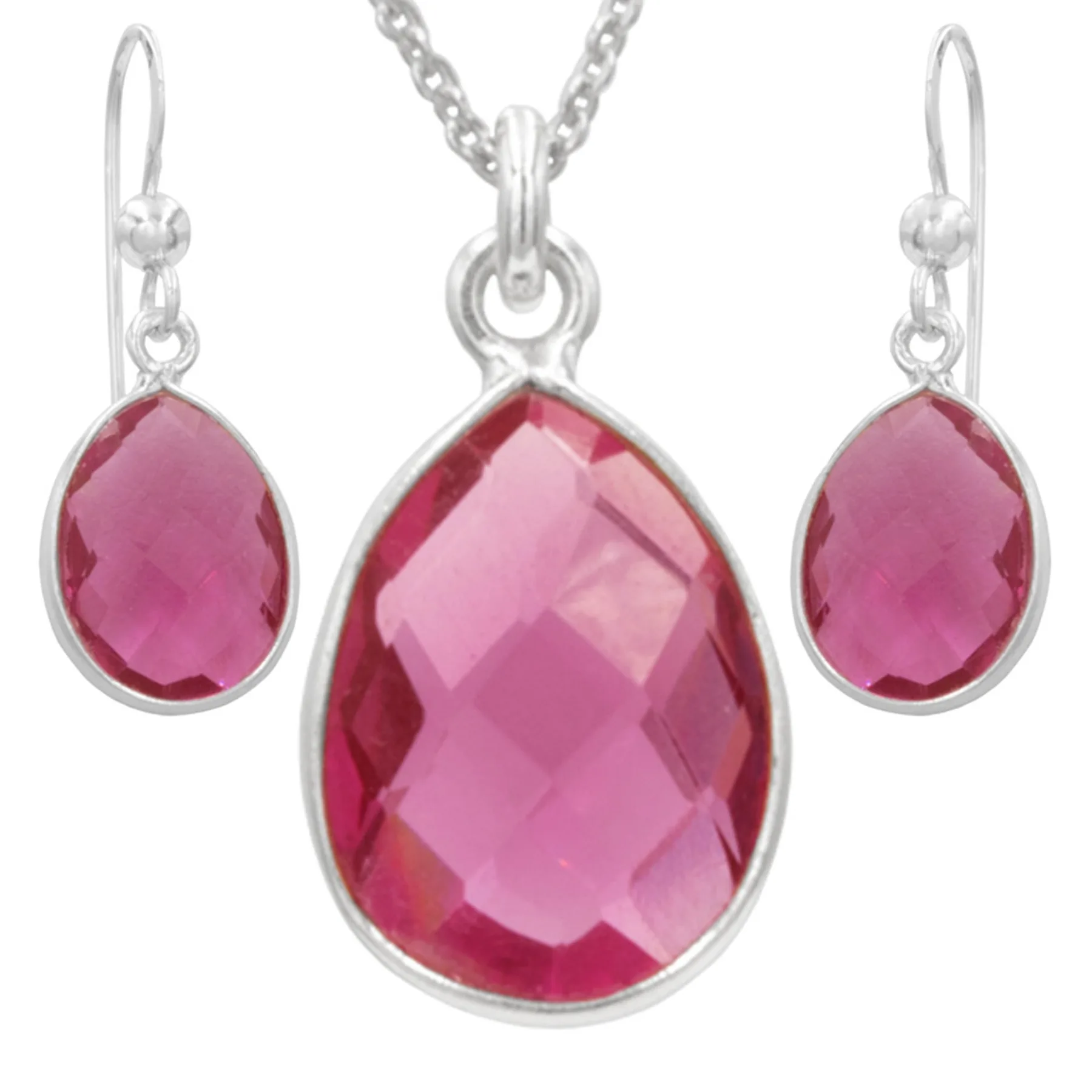 Antwerp Pink Quartz Earrings and Necklace Set