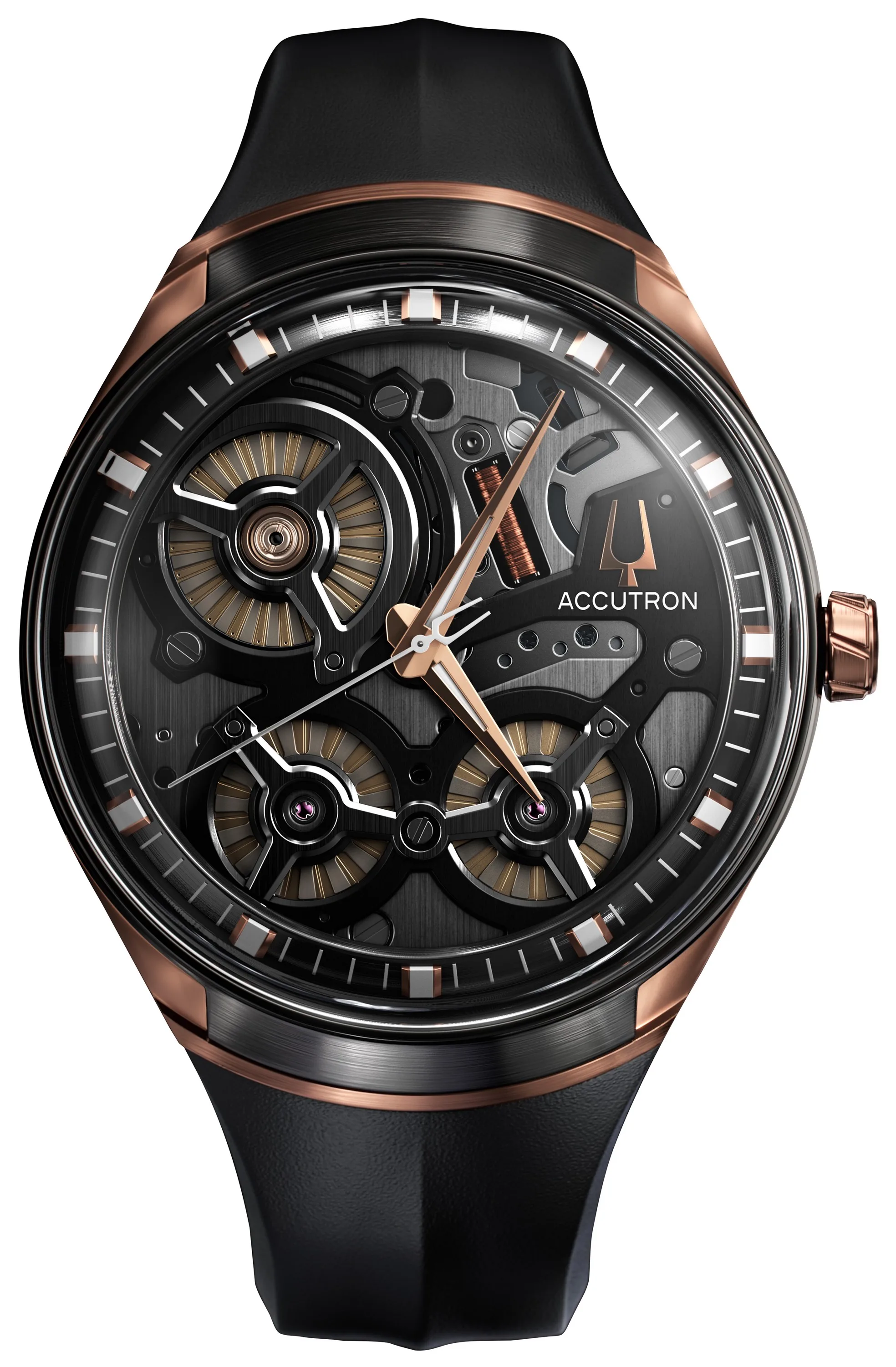 Accutron Dna Collection Stainless Steel Case Black Epdm Rubber Strap w/Black Dial Watch