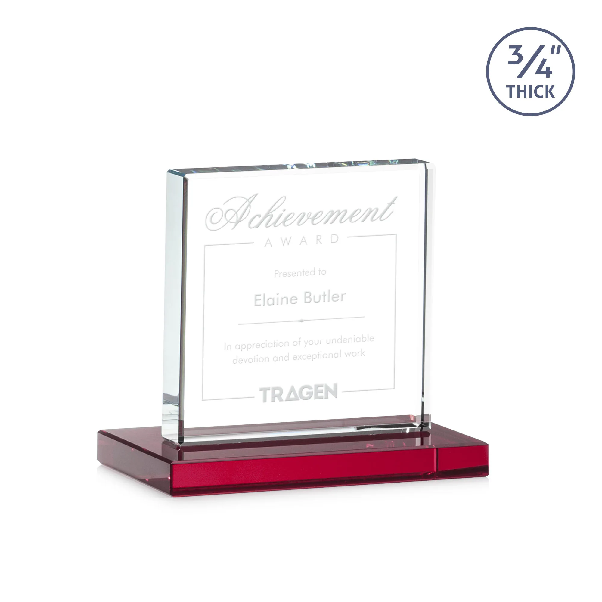 Deep Etch, Standard base, Red, 5" x 4.375" x 3"