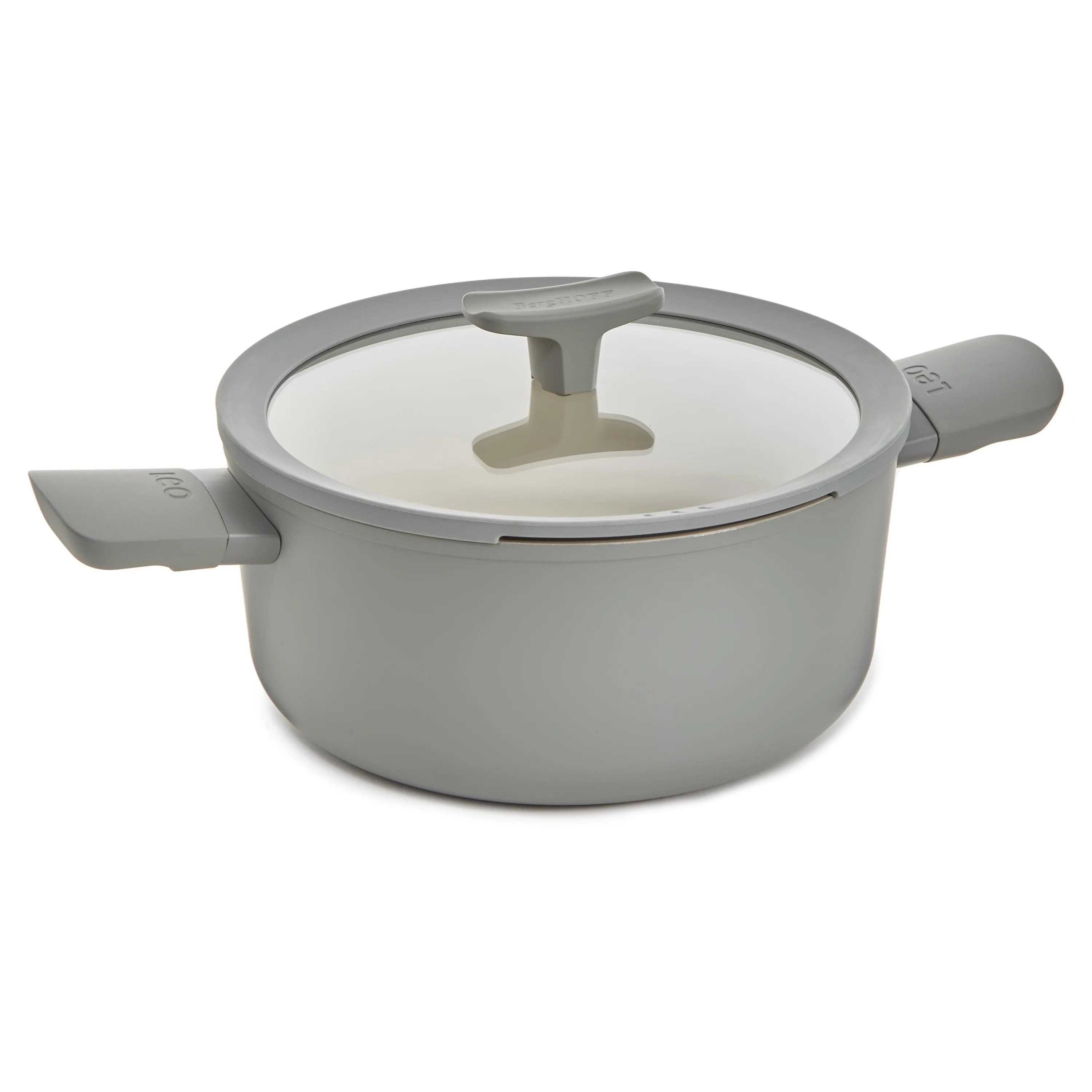 BergHoff Leo Balance Ns Ceramic Stockpot 10", 4.6Qt. w/Glass Lid, Recycled Aluminum, Moonmist