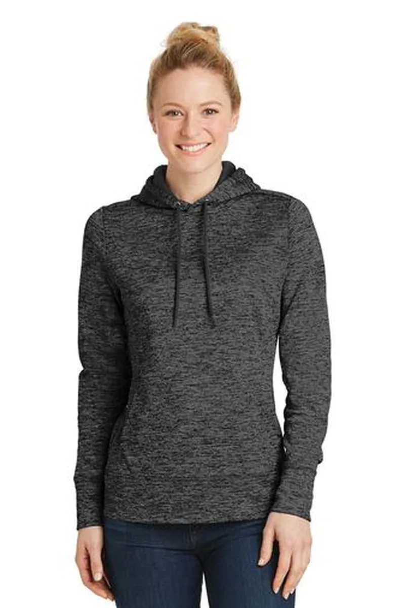 Sport-Tek® Women's PosiCharge® Electric Heather Fleece Hooded Pullover.