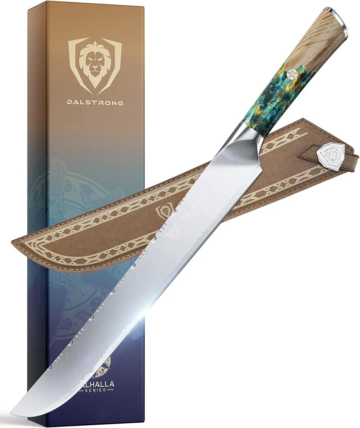 Dalstrong 12" Brisket Carving Knife - Valhalla Series -High Carbon Steel-Resin Handle-Leather Sheath