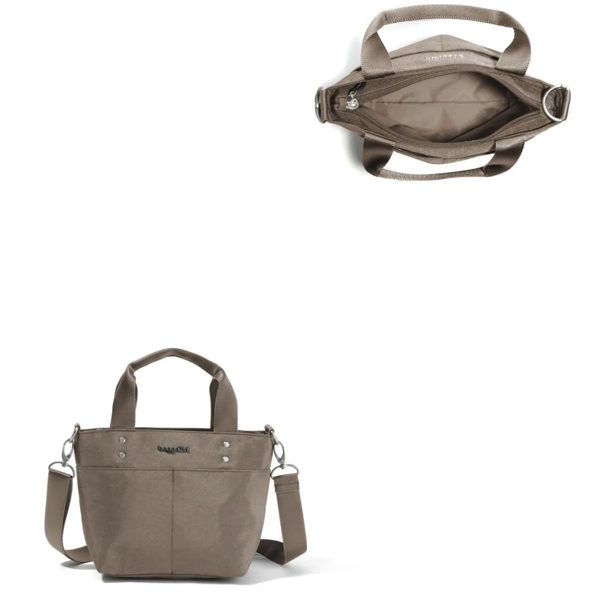 Baggallini Mini Carryall Tote Bag - Sterling Shimmer Gray