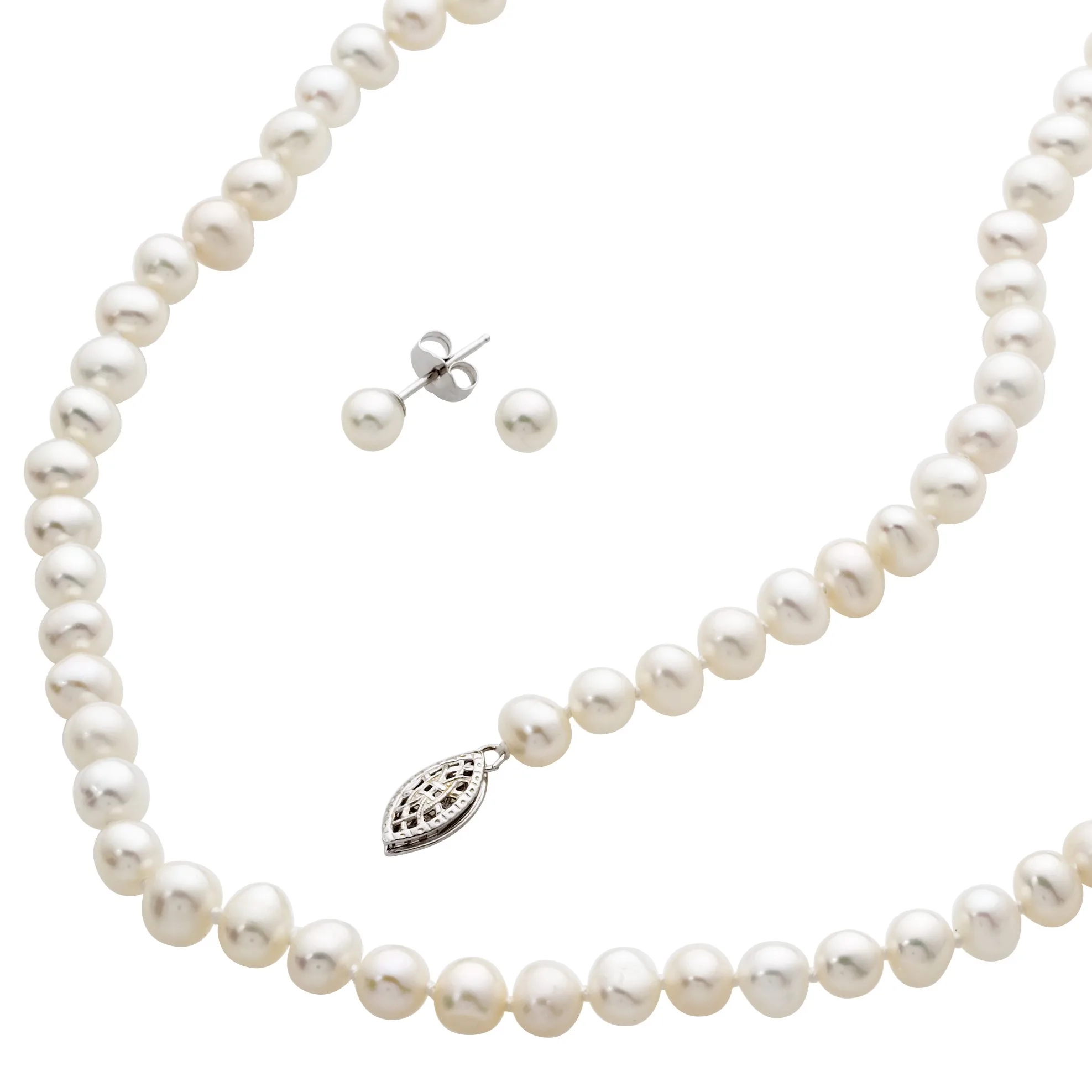 Jilco Inc Pearl Set - Pearls White/Sterling Silver