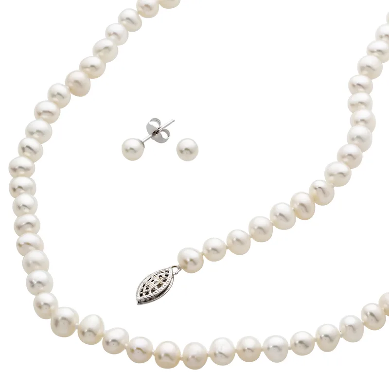 Jilco Inc Pearl Set - Pearls White/Sterling Silver