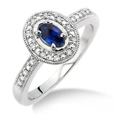 Jilco Inc Diamond & Sapphire Ring - Size 6.5