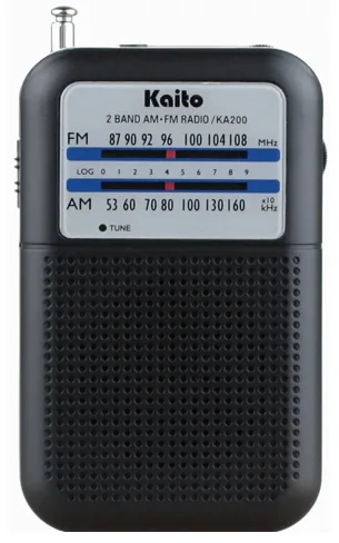 Kaito Emergency Radios & Wireless Mics Black Am/Fm Pocket Size Transistor Radio w/Speaker Antenna