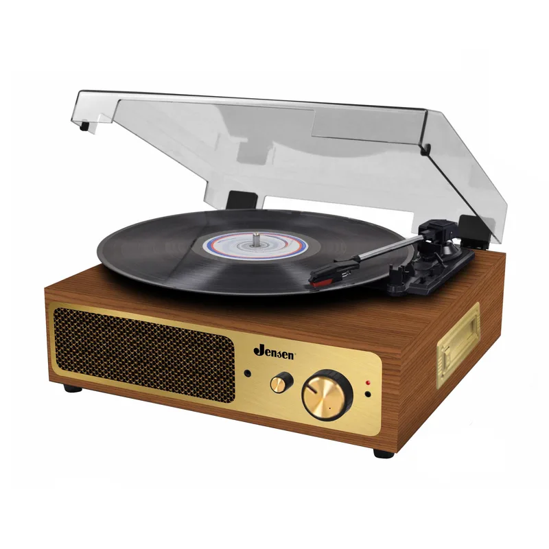 Jensen Audio 3-Speed Turntable w/Stereo Speakers And Dual Bluetooth Transmit/Receive
