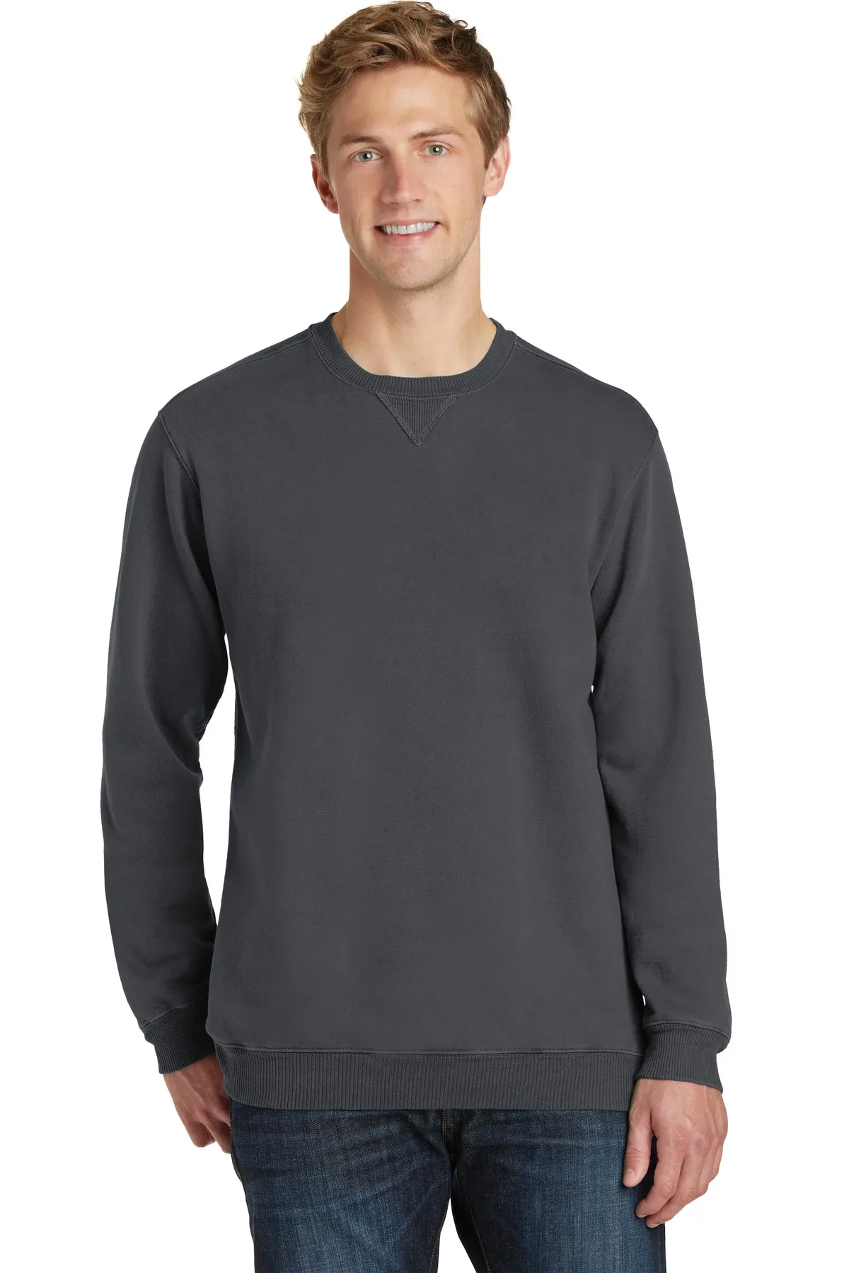 Port & Co™ Beach Wash® Garment-Dyed Crewneck Sweatshirt view 2