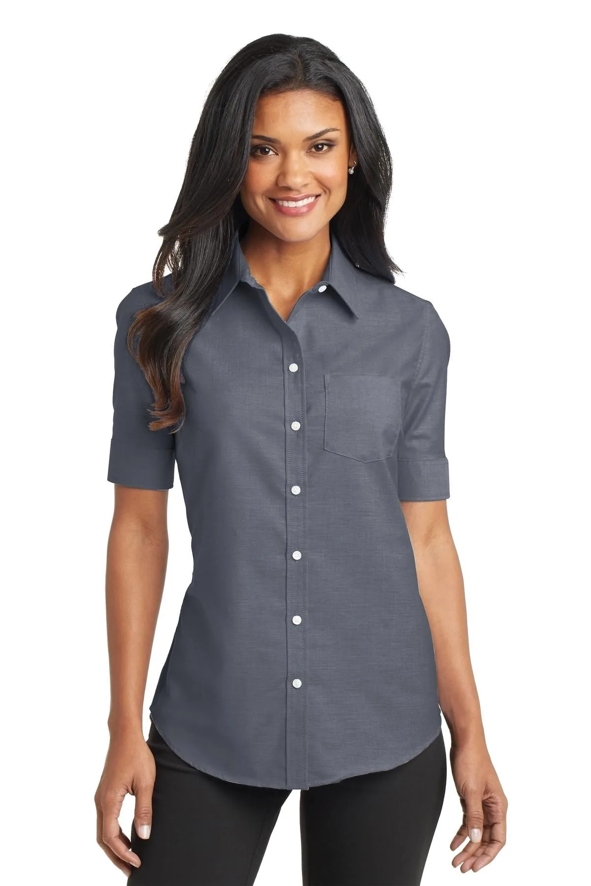 Port Authority® Women's Short Sleeve SuperPro™ Oxford Shirt. view 4