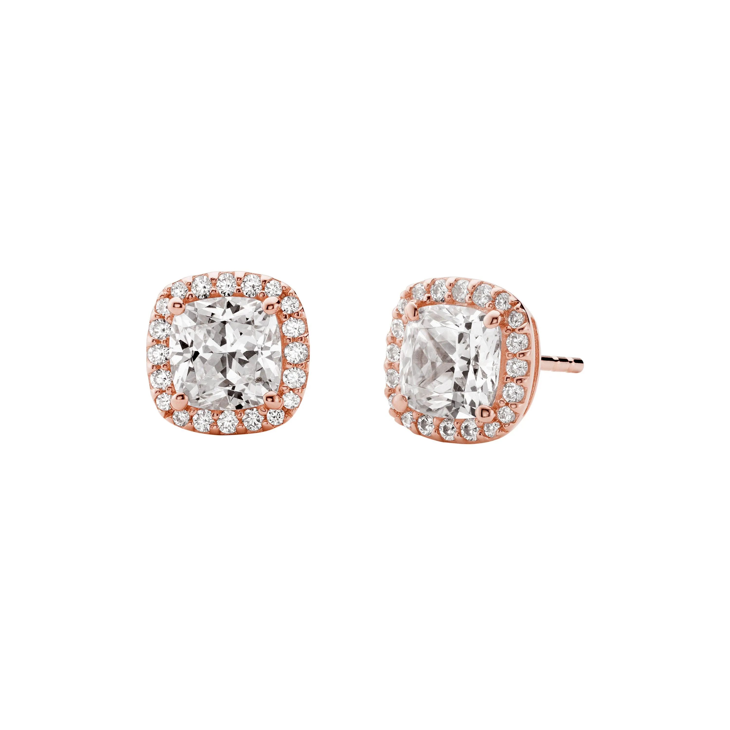 Michael Kors Precious Metal Sterling Silver Pave Square Stud Earrings Rose Gold