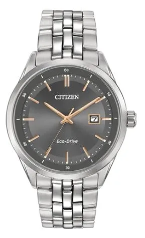 Citizen® Men's Corso Eco-Drive® Watch w/Rose Gold-Tone Accents & Grey Dial
