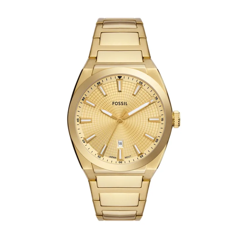 Fossil Men's Everett Gold-Tone Stainless Steel Watch Gold Dial