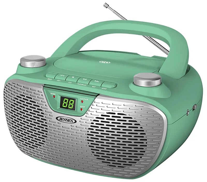 Jensen Audio Green Portable Stereo Cd Player w/Am/Fm Radio