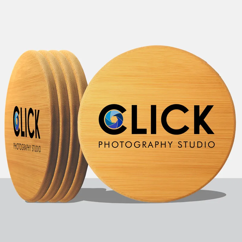 4 Pack Round Bamboo Coaster