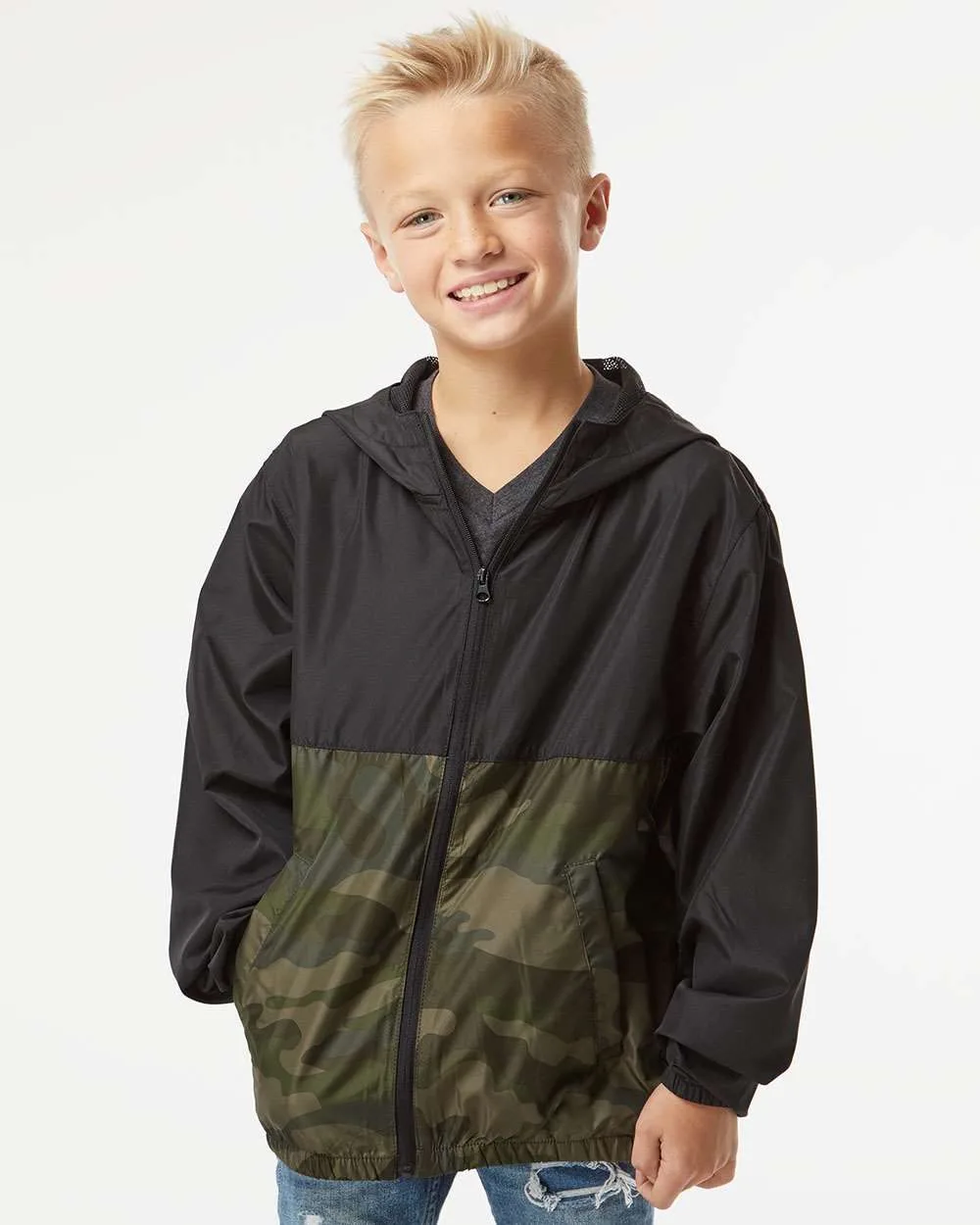 Independent Trading Co.® Youth Lightweight Windbreaker Full-Zip Jacket view 2