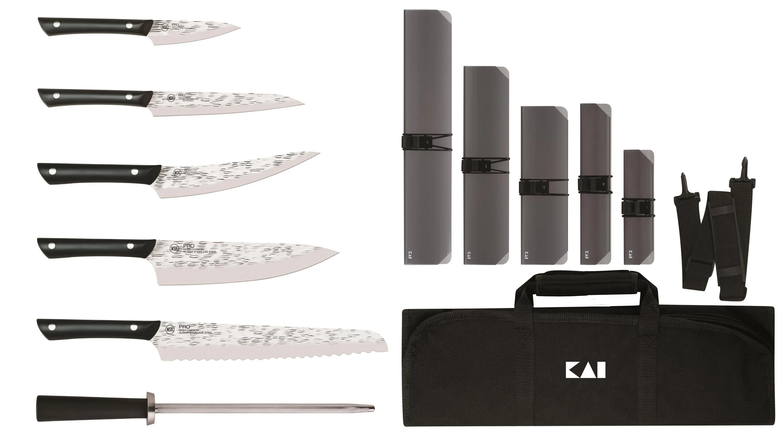 Kai Housewares Kai Professional 7-Piece Culinary Set In 8-Slot Kai Knife Roll
