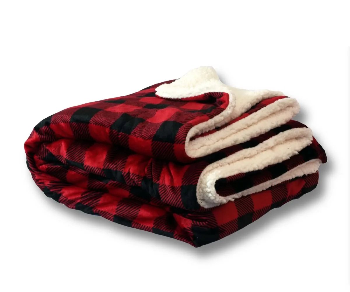 Micro Mink Plaid Sherpa Blanket (50" x 60") view 5