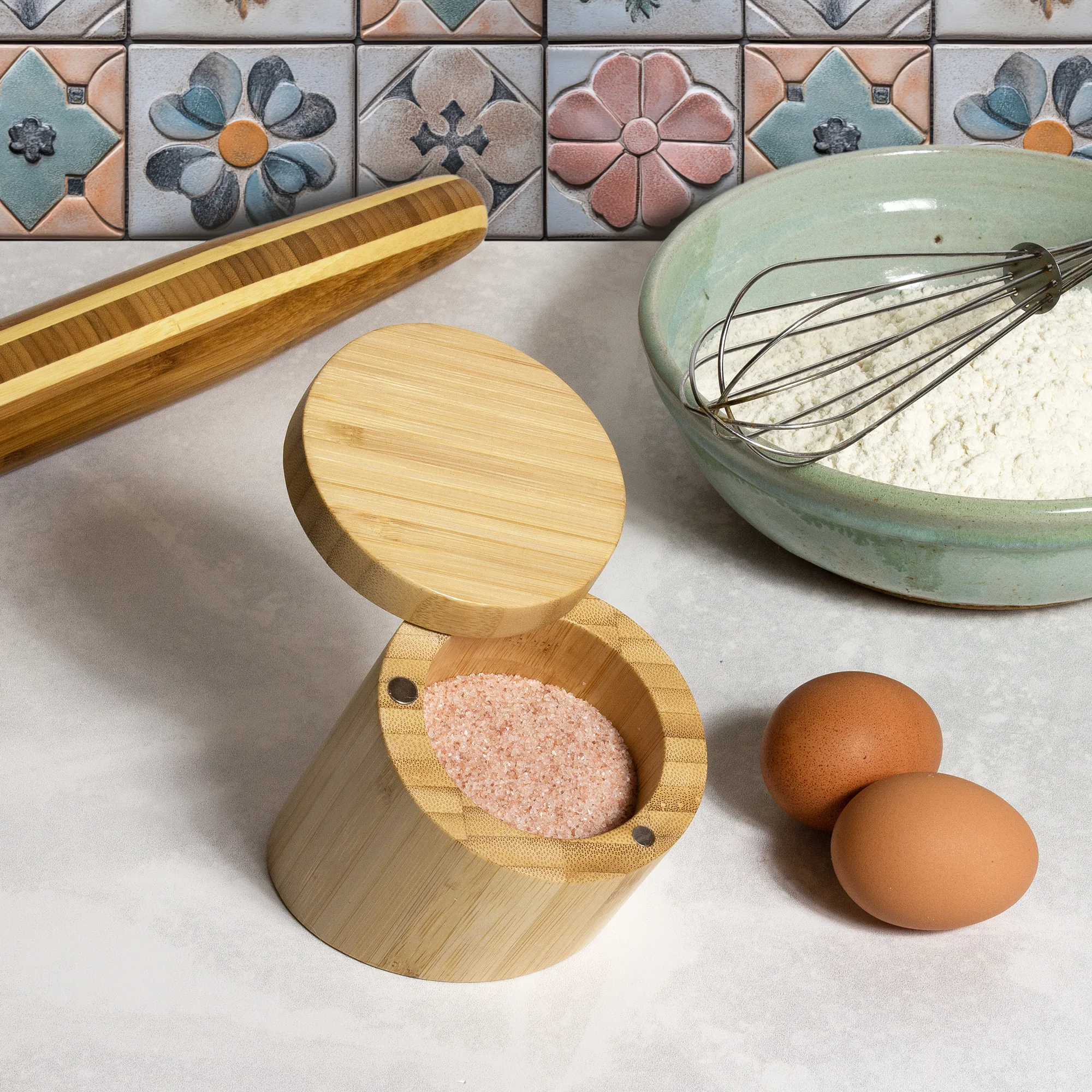 Bamboo Angled Salt Cellar view 5