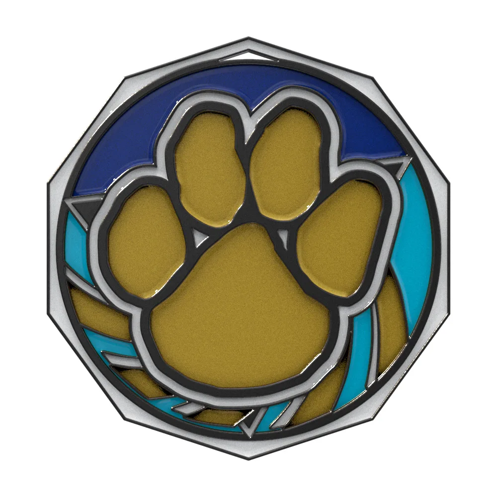 Paw Decagon Colored Medallion (2")
