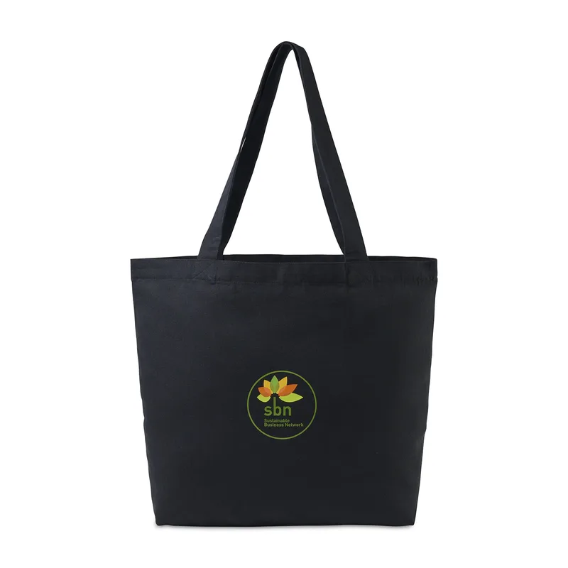 AWARE™ Recycled Cotton Shopper Tote with Interior Zip Pocket - Black
