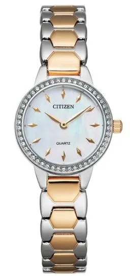 Citizen® Ladies' Quartz Two-Tone Watch w/White MOP Dial