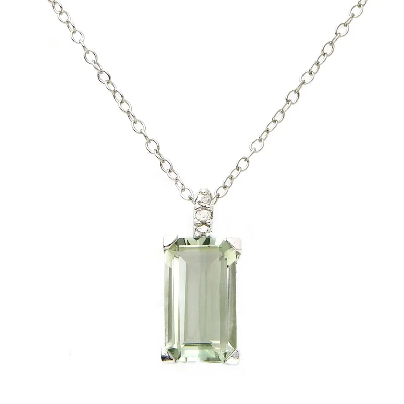 Jilco Inc Diamond & Green Amethyst Necklace